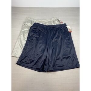Hanes Sport Men Mesh Shorts with Pockets Gym Workout 9" inseam Size Large 2 Pair